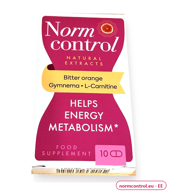 Normcontrol – valge ja roosa karp, 10 kapslit, toidulisand (Bitter orange, Gymnema, L-Carnitine)