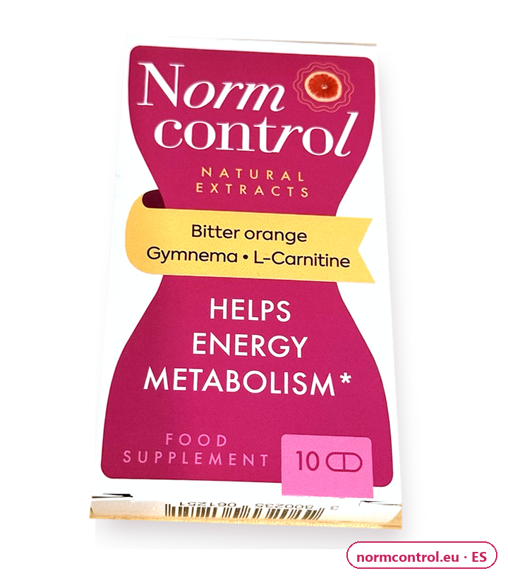 Normcontrol – caja blanca y rosa de 10 cápsulas, complemento alimenticio (Bitter orange, Gymnema, L-Carnitine)