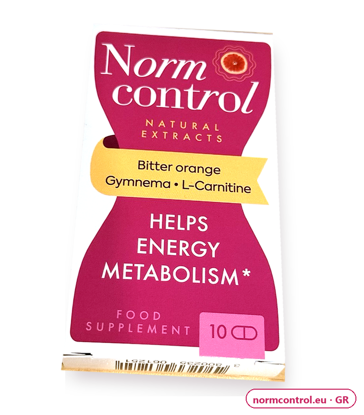 Normcontrol – λευκό-ροζ κουτί με 10 κάψουλες, συμπλήρωμα διατροφής (Bitter orange, Gymnema, L-Carnitine)