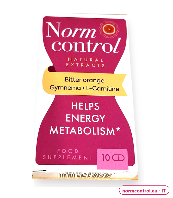 Normcontrol – scatola bianca e rosa da 10 capsule, integratore alimentare (Bitter orange, Gymnema, L-Carnitine)