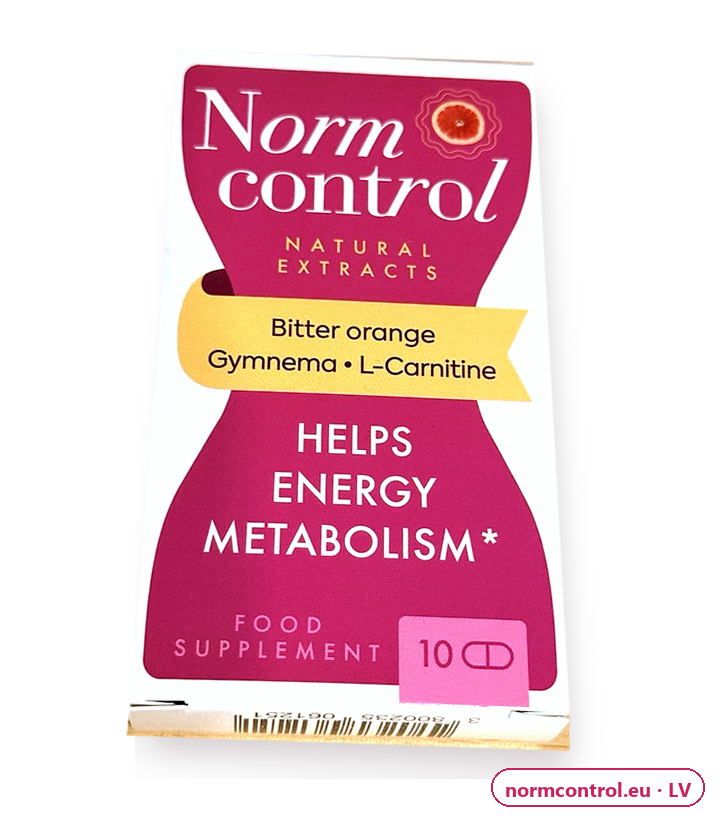 Normcontrol – balta un rozā kastīte, 10 kapsulas, uztura bagātinātājs (Bitter orange, Gymnema, L-Carnitine)