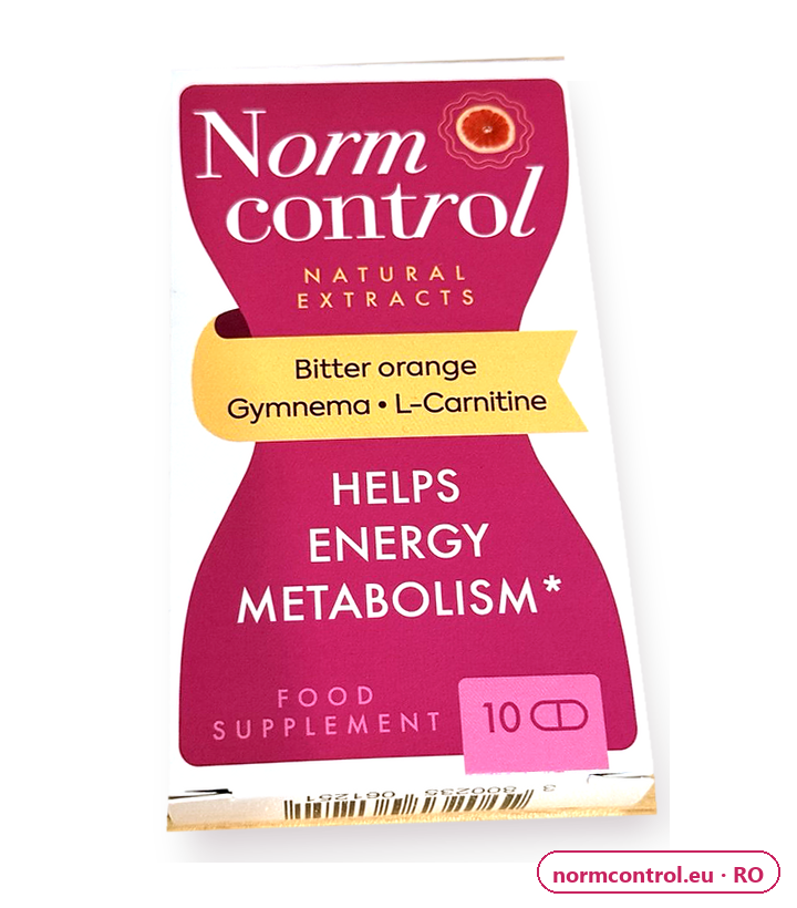Normcontrol – cutie alb-roz, 10 capsule, supliment alimentar (Bitter orange, Gymnema, L-Carnitine)